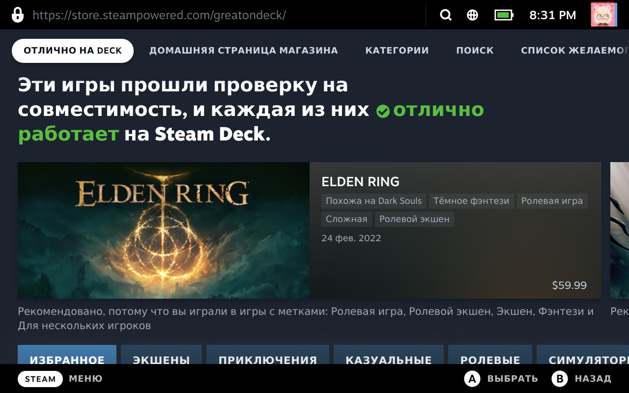 Отметка совместимости в Steam